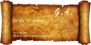 Gróf Anna névjegykártya